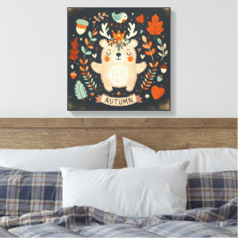 Impressão Em Tela Muro de Parede do Urso de Outono Bonito