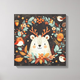 Impressão Em Tela Muro de Parede do Urso de Outono Bonito