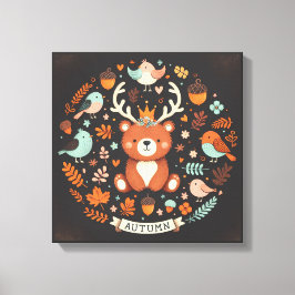 Impressão Em Tela Muro de Parede do Urso de Outono Bonito