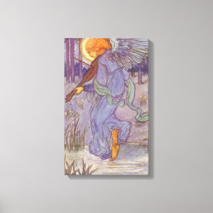 Impressão Em Tela Música de Anjo Tocando um Violino, Música Antiga