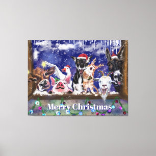 Impressão Em Tela Música de Natal - Festa Animal - Feliz Natal