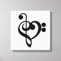 Musical Music Heart - Treble Bass Clef