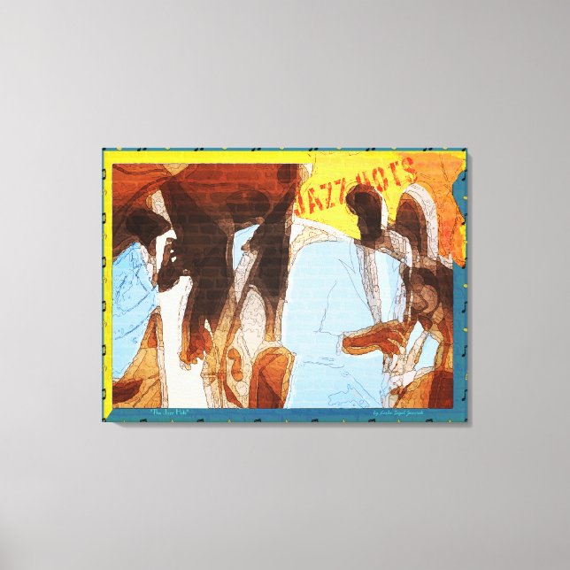 Impressão Em Tela Músicos do Jazz Hots Abstrato (Frente)