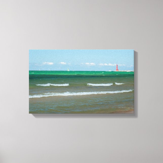 Impressão Em Tela Muskegon Pier Light, Muskegon, Michigan (Frente)