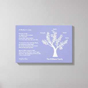 Impressão Em Tela MyPoetTree, árvore genealógica com poema para a
