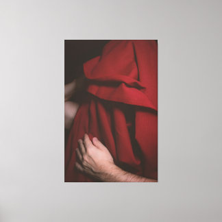 Impressão Em Tela Mysterious Figure Veiled in Red Fabric
