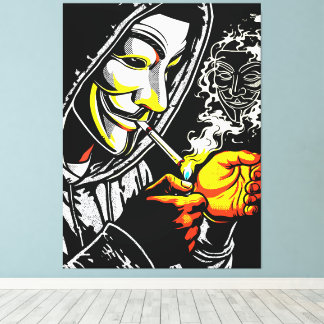 Impressão Em Tela Mysterious Hooded Mask Smoker Pop Art