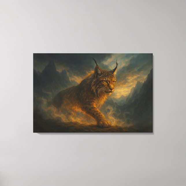 Impressão Em Tela Mystic Golden Lynx in Sunset Fog – ManJiangHong Fi (Frente)