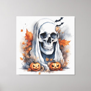 Impressão Em Tela Mystic Halloween Ghost Art Skull Gift