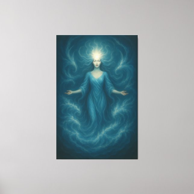 Impressão Em Tela Mystic Light Goddess – Ethereal Divine Energy Art (Frente)