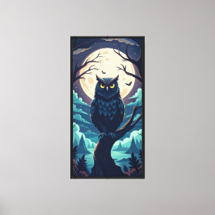 Impressão Em Tela Mystic Moonlit Owl Vetor Art