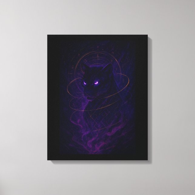 Impressão Em Tela Mystic Panther Wall Art – Glowing Purple Energy An (Frente)