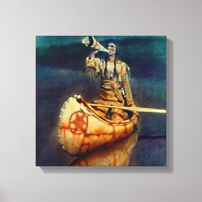 Impressão Em Tela N C Wyeth Western Painting "The Moose Call" (Frente)