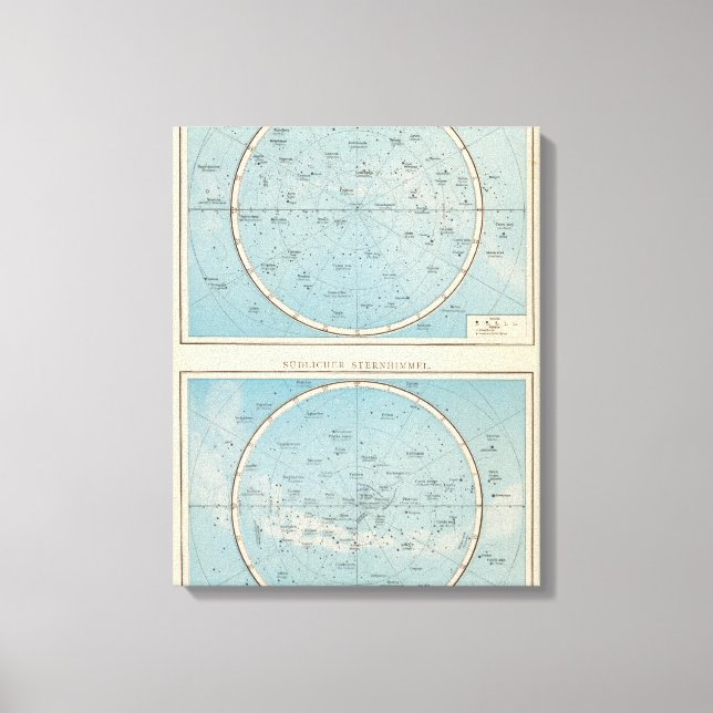 Impressão Em Tela N, S Sternhimmel Celestial Mapa do Atlas (Frente)