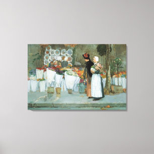 Impressão Em Tela Na Florista por Childe Hassam, Arte Fino Antigo