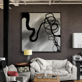 Impressão Em Tela Na grade: Abstrato preto e Cinza