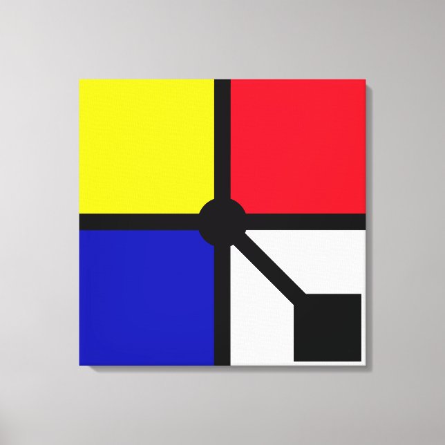 Impressão Em Tela Na moda Mondrian Basic Colors Canva (Frente)