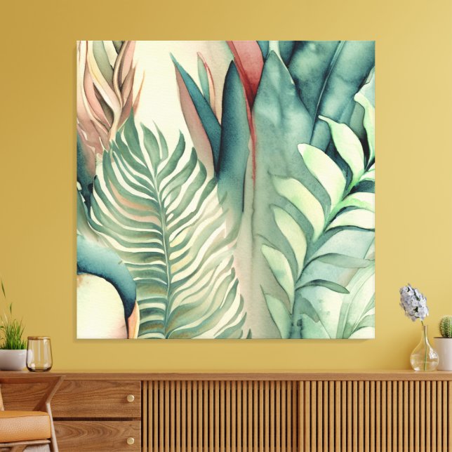 Impressão Em Tela Na moda tropical moderno decorativo (Insitu(Sala de estar))