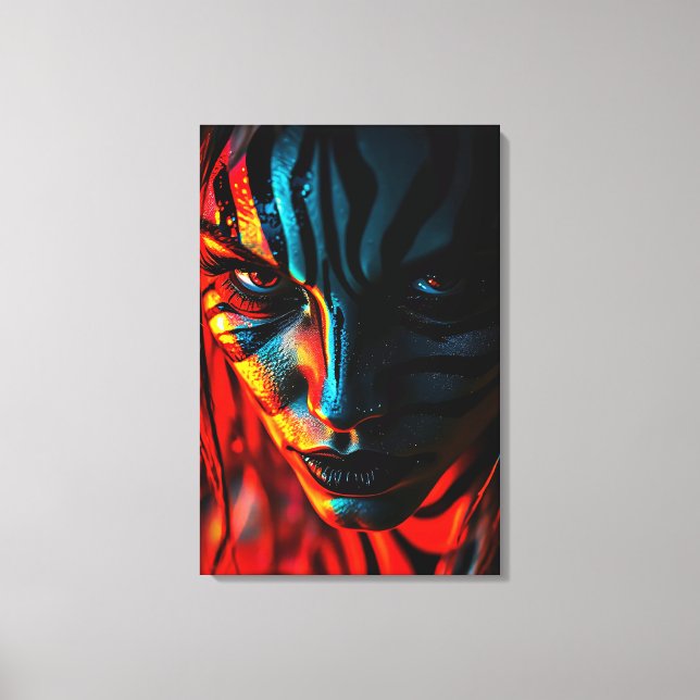 Impressão Em Tela Nahaufnahme: Frau mit Zebramuster im Gesicht (Frente)