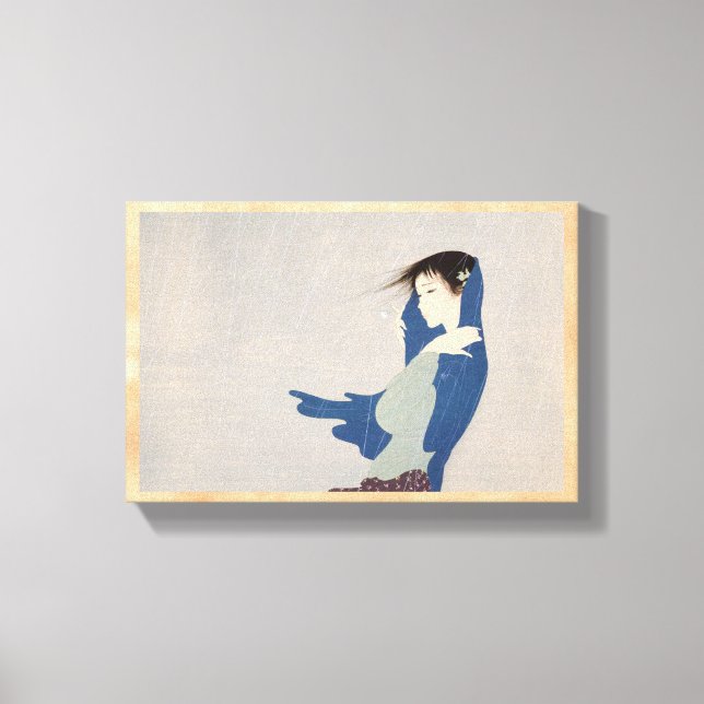 Impressão Em Tela Nakajima Kiyoshi Fine Rain arte japonesa (Frente)