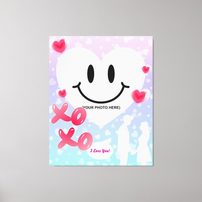 Impressão Em Tela Namorados Vidro Coração Balão Bublegum Casal (Frente)