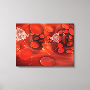 Impressão Em Tela Nanobots médico na circulação sanguínea