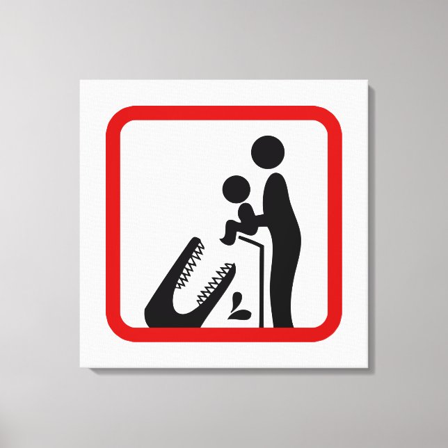 Impressão Em Tela Não alimente o bebê ao sinal de zoológico de croco (Frente)