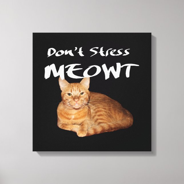 Impressão Em Tela Não Stress Meowt - O Gato Laranja me estressa (Frente)