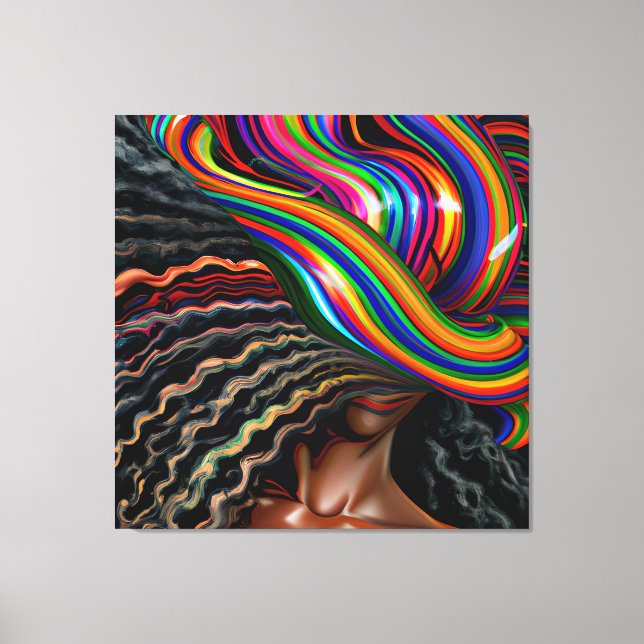 Impressão Em Tela Não toques no meu cabelo preto Melanina afro Rainh (Frente)