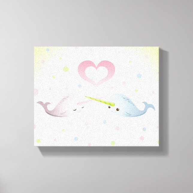 Impressão Em Tela Narwhal Kisses (Frente)