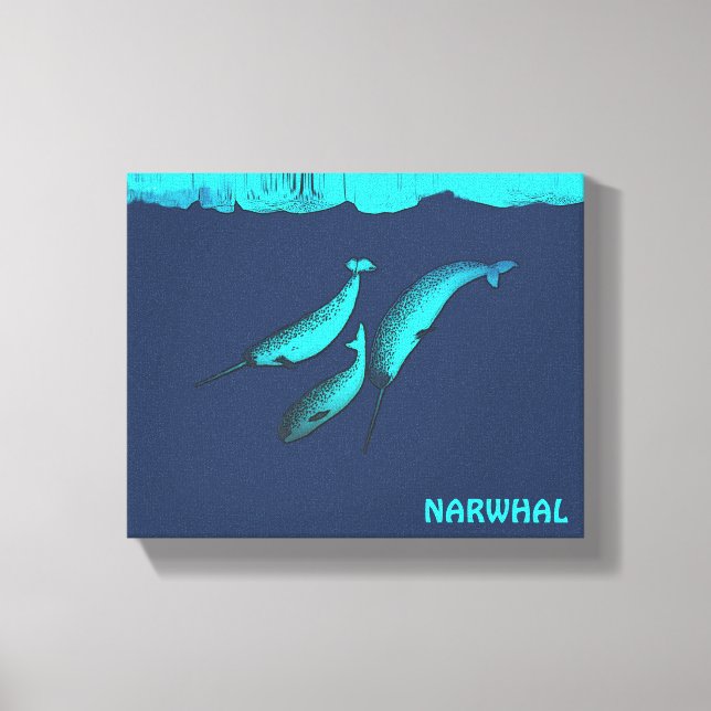 Impressão Em Tela Narwhal Sob O Gelo (Frente)