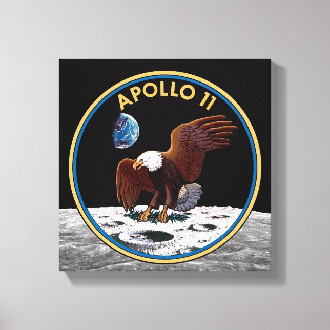 Impressão Em Tela NASA Apollo 11 Landing Landing Lunar Patch Insigni (Frente)