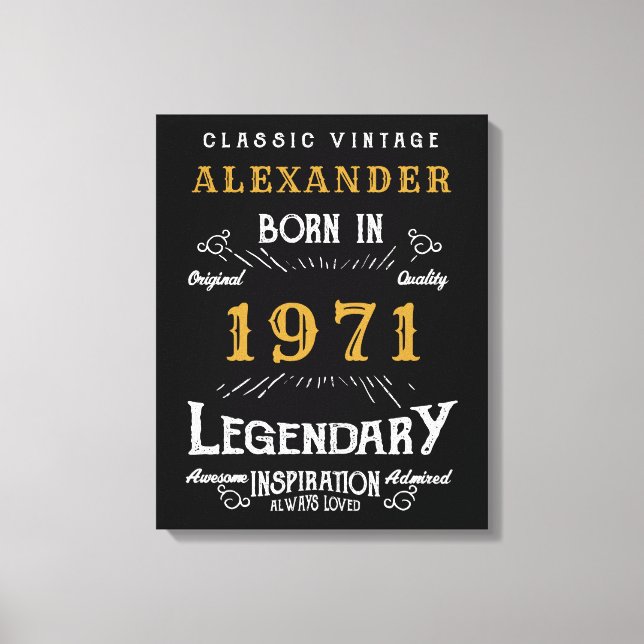 Impressão Em Tela Nascer de 50º aniversário personalizado 1971 Vinta (Frente)