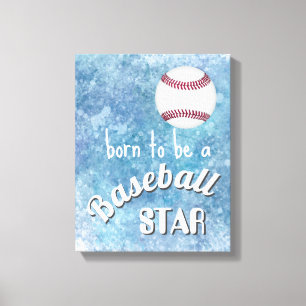 Impressão Em Tela nascer de ser uma estrela de beisebol texto azul a