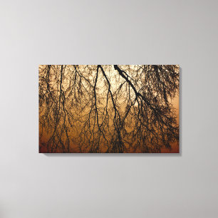 Impressão Em Tela Nascer do sol bonito do outono atrás das árvores