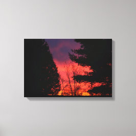 Impressão Em Tela Nascer do Sol Carmesim Sobre Hubbell, Michigan