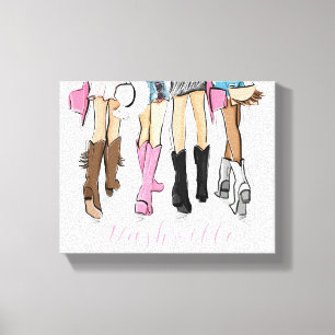 Impressão Em Tela Nashville Fashion Illustration Cowboy Boots