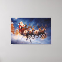 Natais vintages Papai Noel em Sleigh Flying