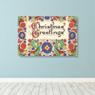 Impressão Em Tela Natais vintages saudações com limite decorativo