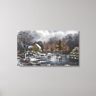 Impressão Em Tela Natais vintages, Skateres de inverno Precoce em um