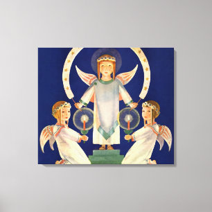 Impressão Em Tela Natal Antigo, Anjos Escandinavos da Santa Luzia