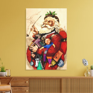 Impressão Em Tela Natal Antigo, Brinquedos de Cachimbo do Papai Noel