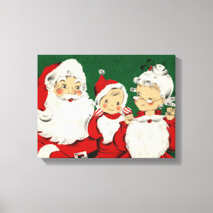 Impressão Em Tela Natal da família do papai noel do vintage