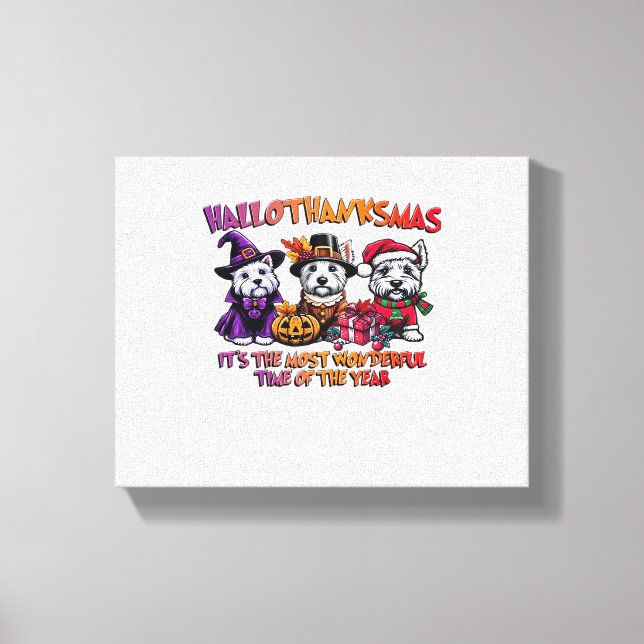 Impressão Em Tela Natal de Dia de Ação de Graças do Terrier escocês (Frente)