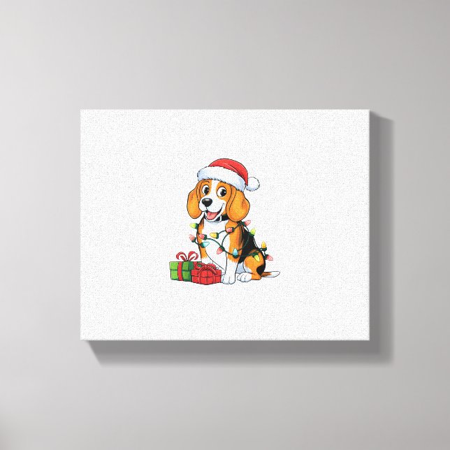 Impressão Em Tela Natal do Cachorro de Santa Hat Lighting (Frente)