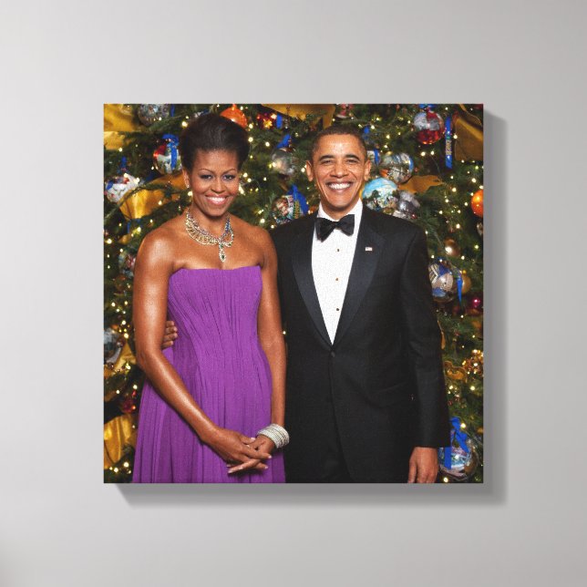 Impressão Em Tela Natal do Presidente Barack Obama e Michelle (Frente)
