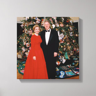 Impressão Em Tela Natal do Presidente dos EUA Bill Clinton & Hillary