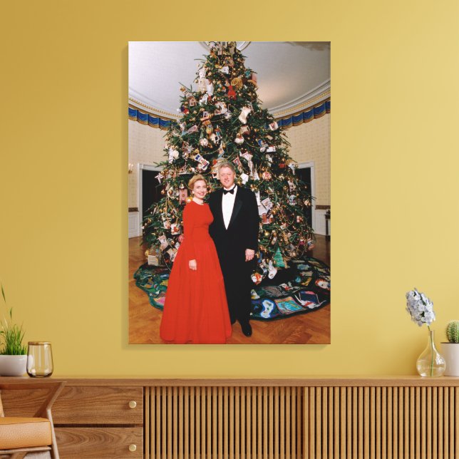 Impressão Em Tela Natal do Presidente dos EUA Bill Clinton & Hillary (Insitu(Sala de estar))