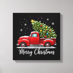 Impressão Em Tela Natal Feliz Natal Caminhão Vermelho Árvore Homens