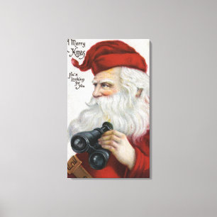 Impressão Em Tela Natal GreetingSanta com binóculos